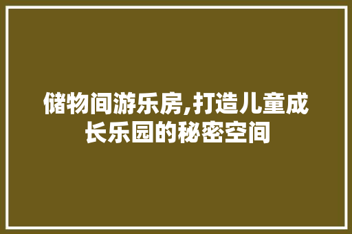 储物间游乐房,打造儿童成长乐园的秘密空间