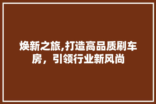 焕新之旅,打造高品质刷车房，引领行业新风尚