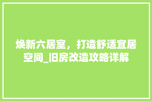 焕新六居室，打造舒适宜居空间_旧房改造攻略详解