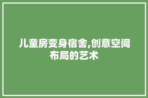 儿童房变身宿舍,创意空间布局的艺术