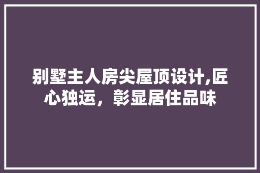 别墅主人房尖屋顶设计,匠心独运，彰显居住品味