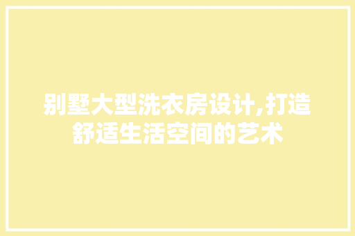 别墅大型洗衣房设计,打造舒适生活空间的艺术