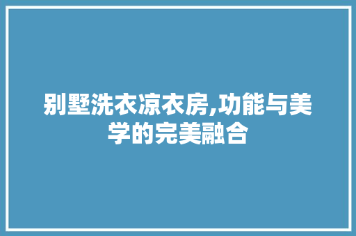 别墅洗衣凉衣房,功能与美学的完美融合