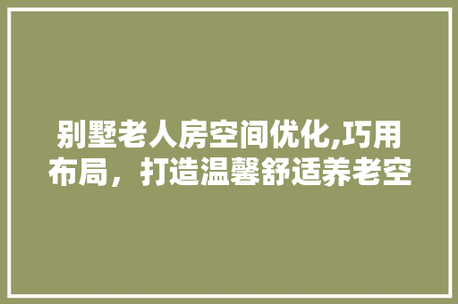 别墅老人房空间优化,巧用布局，打造温馨舒适养老空间