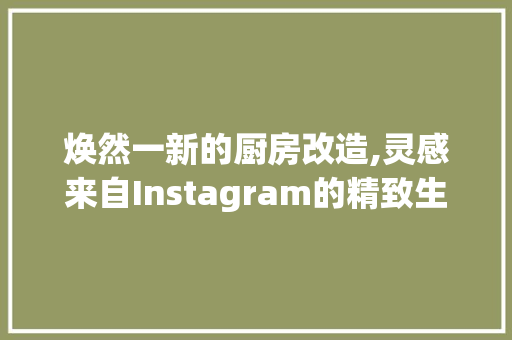 焕然一新的厨房改造,灵感来自Instagram的精致生活艺术
