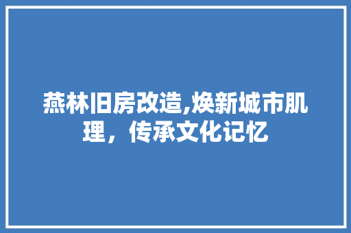 燕林旧房改造,焕新城市肌理，传承文化记忆