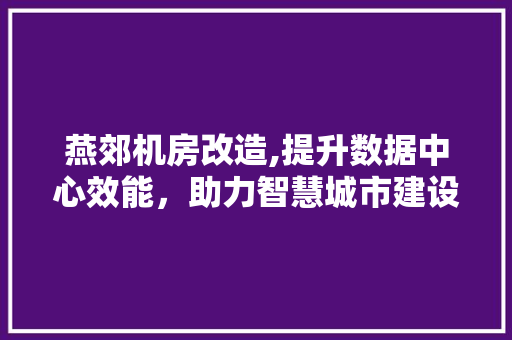 燕郊机房改造,提升数据中心效能，助力智慧城市建设
