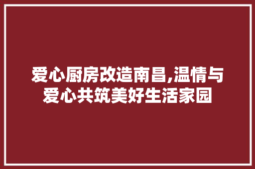 爱心厨房改造南昌,温情与爱心共筑美好生活家园