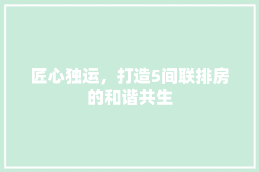 匠心独运，打造5间联排房的和谐共生
