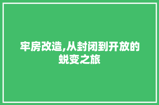 牢房改造,从封闭到开放的蜕变之旅