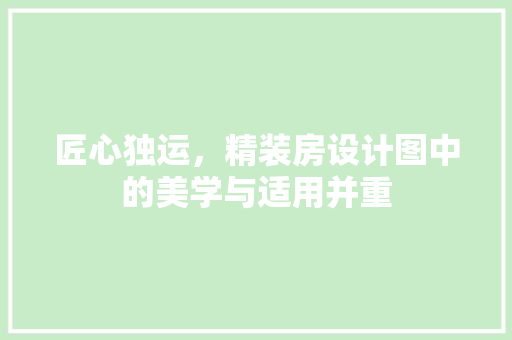 匠心独运，精装房设计图中的美学与适用并重