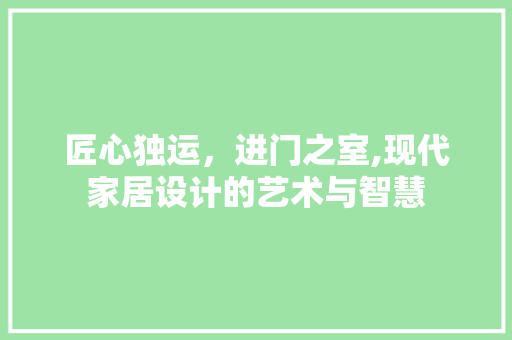 匠心独运，进门之室,现代家居设计的艺术与智慧