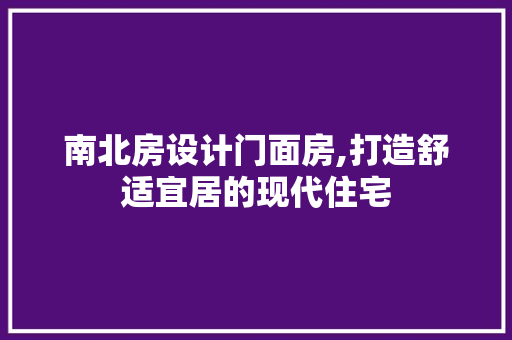 南北房设计门面房,打造舒适宜居的现代住宅