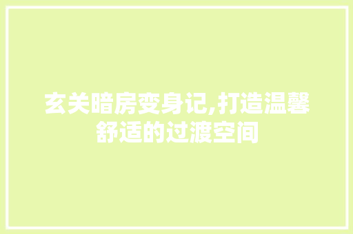 玄关暗房变身记,打造温馨舒适的过渡空间