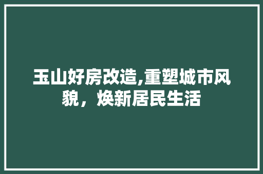 玉山好房改造,重塑城市风貌，焕新居民生活