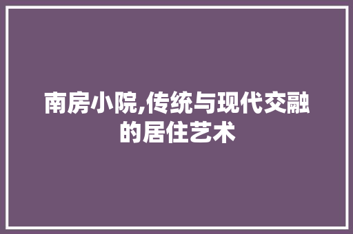 南房小院,传统与现代交融的居住艺术