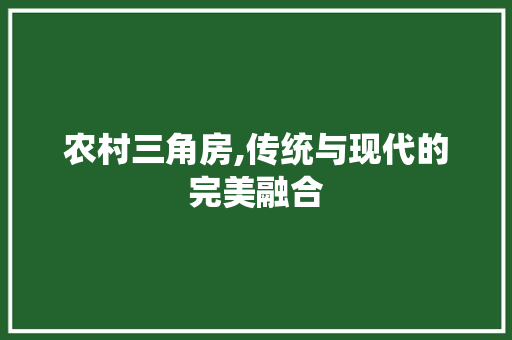 农村三角房,传统与现代的完美融合