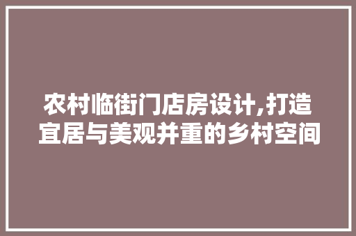 农村临街门店房设计,打造宜居与美观并重的乡村空间