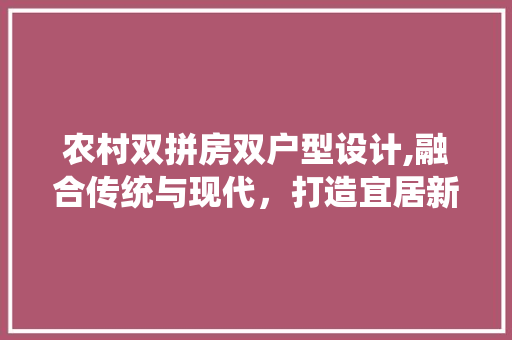 农村双拼房双户型设计,融合传统与现代，打造宜居新家园