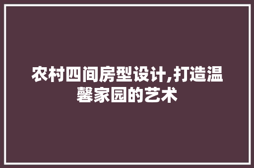 农村四间房型设计,打造温馨家园的艺术