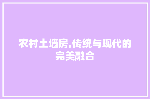 农村土墙房,传统与现代的完美融合
