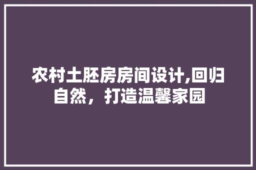 农村土胚房房间设计,回归自然，打造温馨家园