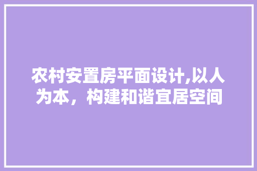 农村安置房平面设计,以人为本，构建和谐宜居空间
