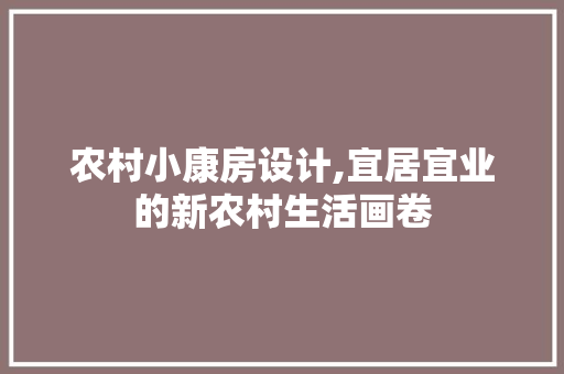农村小康房设计,宜居宜业的新农村生活画卷