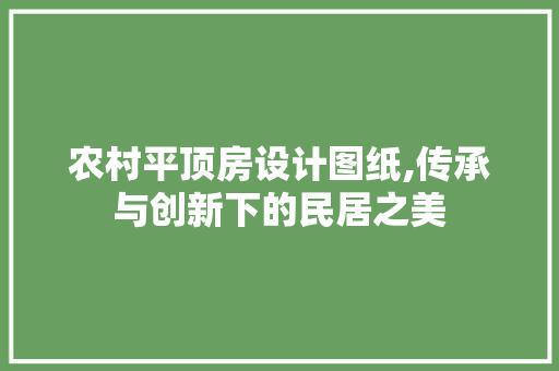 农村平顶房设计图纸,传承与创新下的民居之美