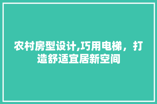 农村房型设计,巧用电梯，打造舒适宜居新空间