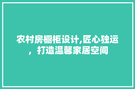 农村房橱柜设计,匠心独运，打造温馨家居空间