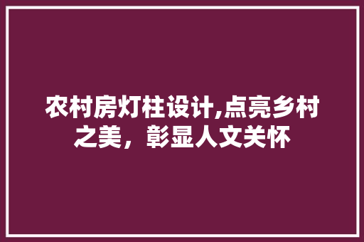 农村房灯柱设计,点亮乡村之美，彰显人文关怀