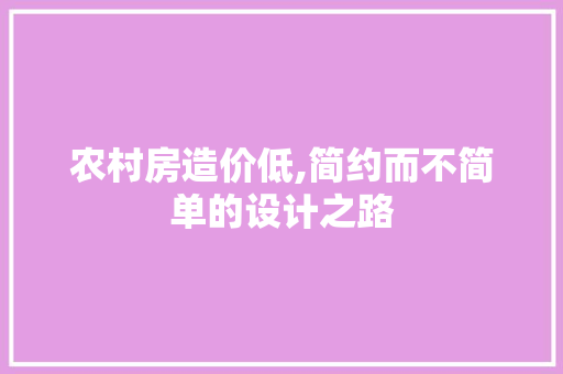 农村房造价低,简约而不简单的设计之路