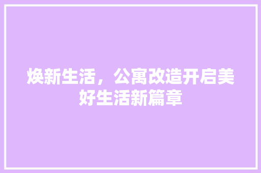焕新生活，公寓改造开启美好生活新篇章