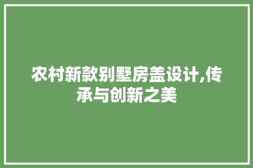 农村新款别墅房盖设计,传承与创新之美
