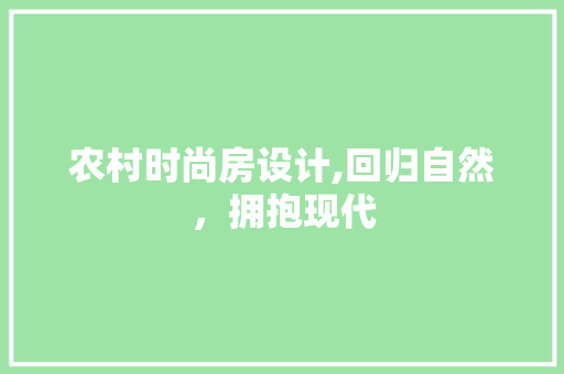 农村时尚房设计,回归自然，拥抱现代