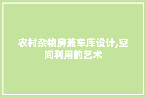 农村杂物房兼车库设计,空间利用的艺术