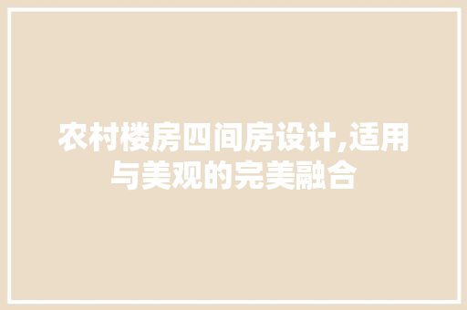 农村楼房四间房设计,适用与美观的完美融合
