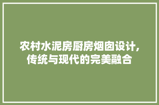 农村水泥房厨房烟囱设计,传统与现代的完美融合