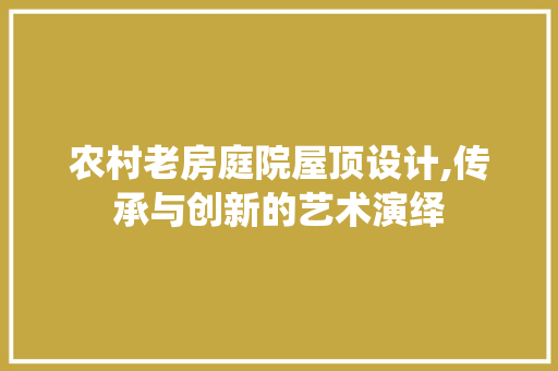 农村老房庭院屋顶设计,传承与创新的艺术演绎