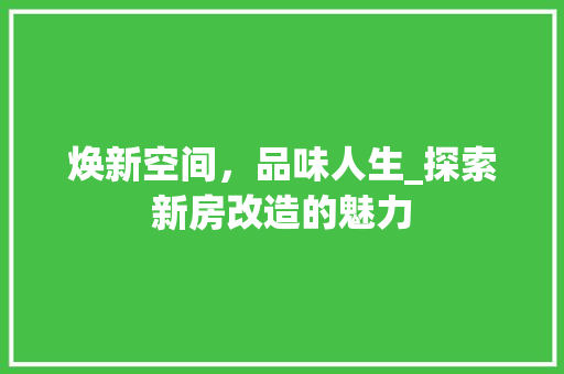焕新空间，品味人生_探索新房改造的魅力