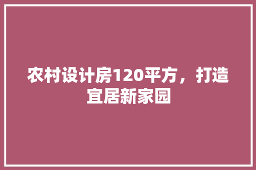 农村设计房120平方，打造宜居新家园