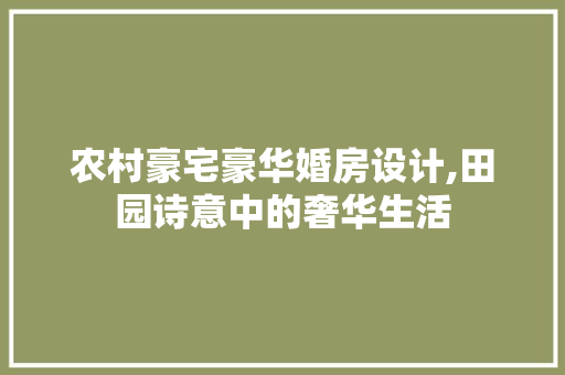 农村豪宅豪华婚房设计,田园诗意中的奢华生活