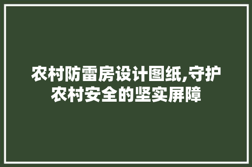农村防雷房设计图纸,守护农村安全的坚实屏障