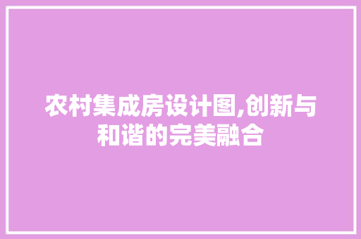 农村集成房设计图,创新与和谐的完美融合