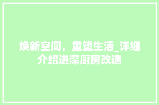 焕新空间，重塑生活_详细介绍进深厨房改造