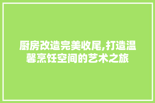 厨房改造完美收尾,打造温馨烹饪空间的艺术之旅