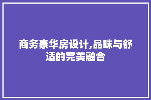商务豪华房设计,品味与舒适的完美融合