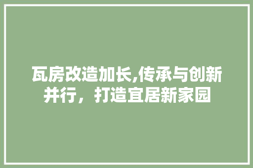 瓦房改造加长,传承与创新并行，打造宜居新家园
