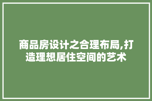 商品房设计之合理布局,打造理想居住空间的艺术